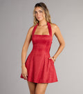 Anika Glitter Bow Skater Mini Dress