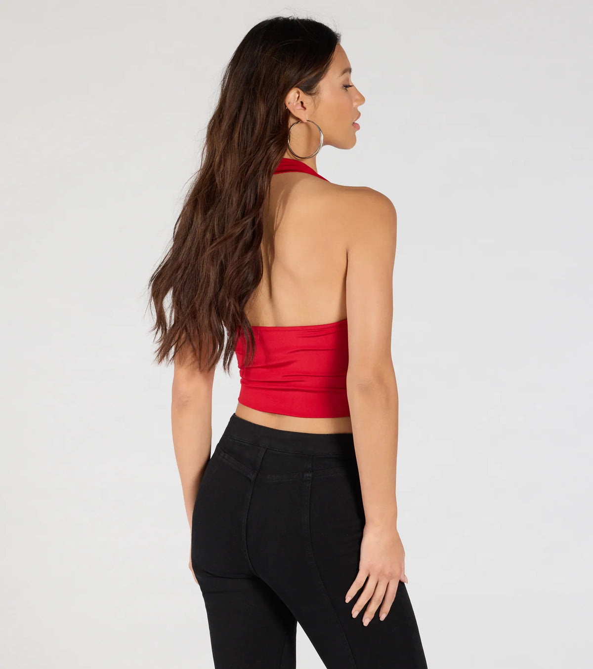 Take The Plunge Sleeveless Halter Crop Top