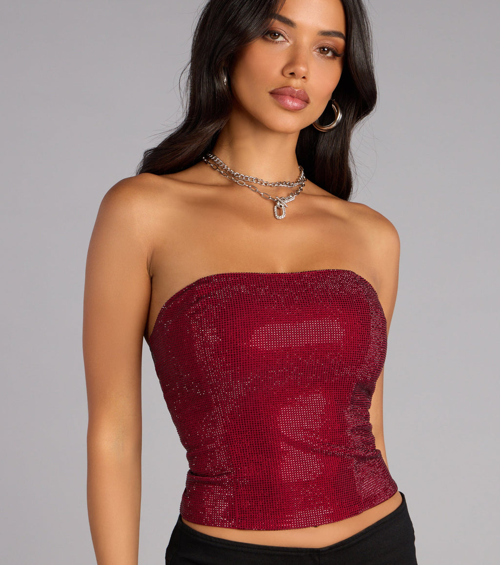 Glitz Game Tube Rhinestone Corset Top