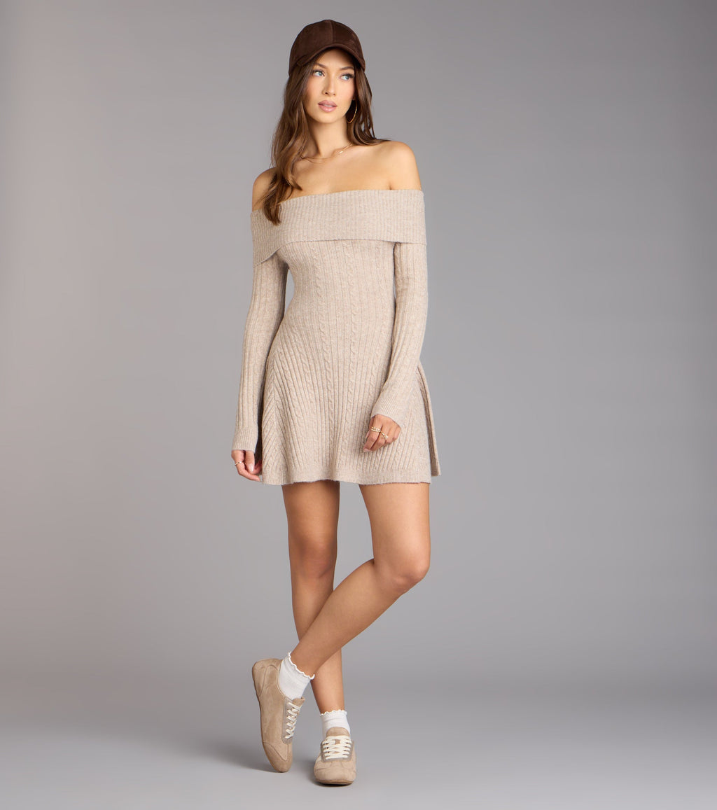 Wrapped Up Cute Off-The-Shoulder Dress