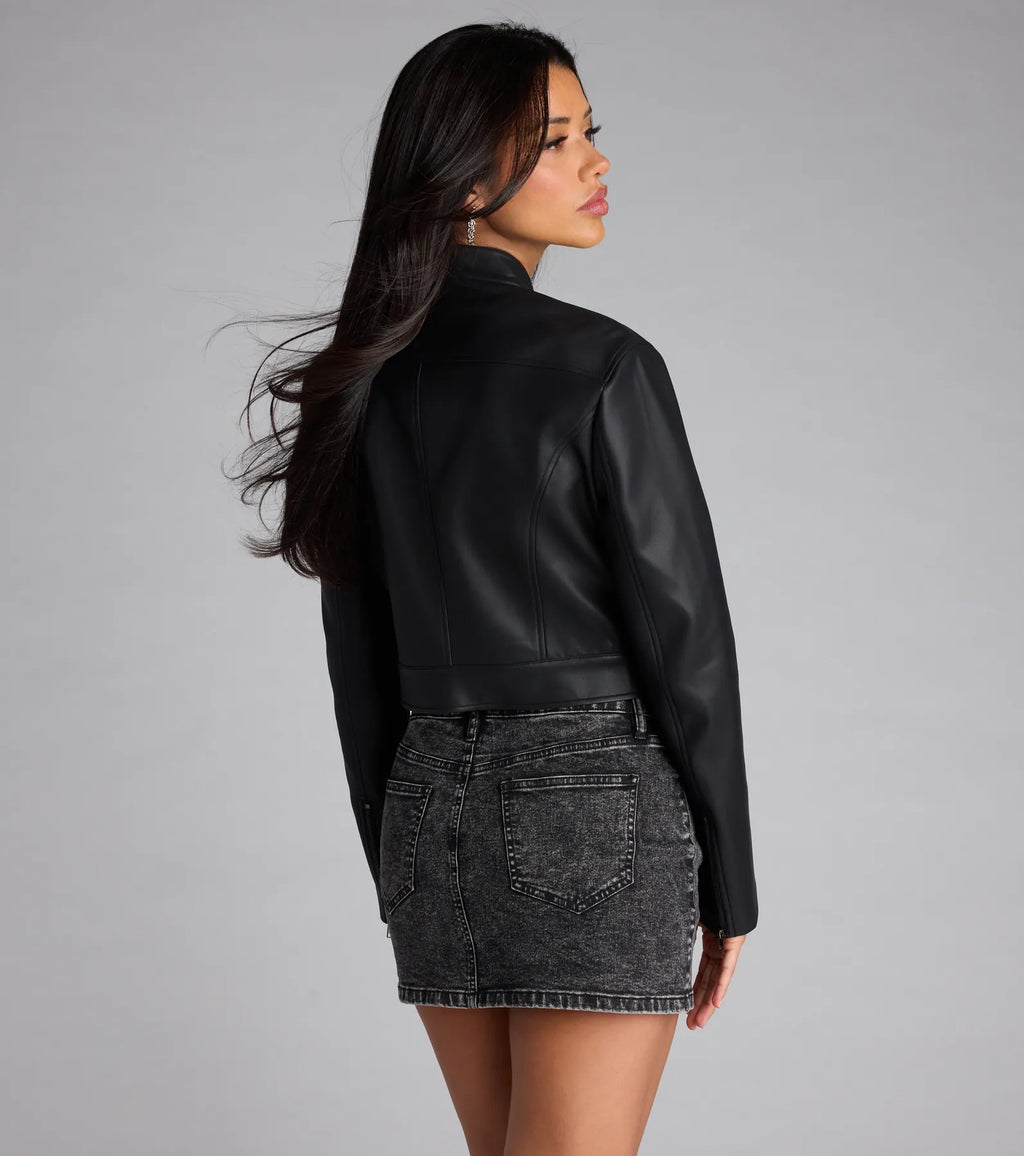 Along For The Ride Faux Leather Biker Jacket