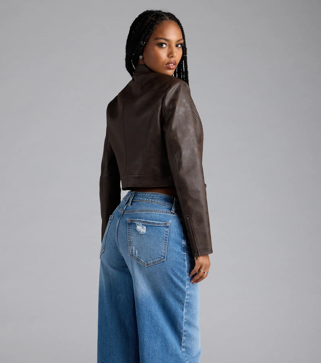 Along For The Ride Faux Leather Biker Jacket