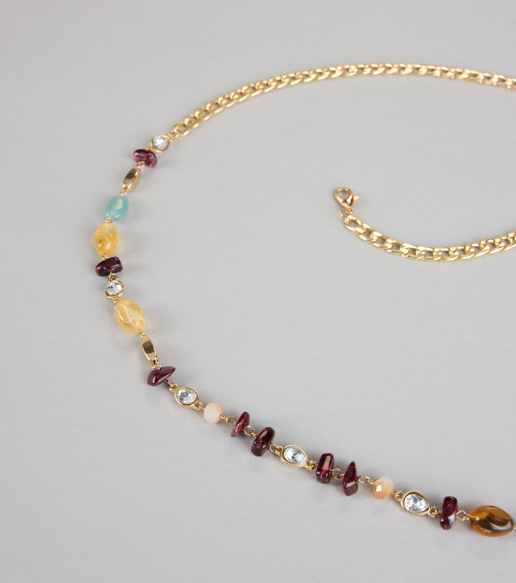 New Obsession Beaded Stone Chain Belt