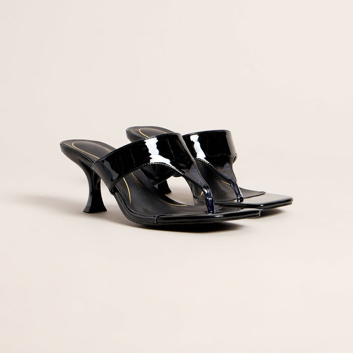 Sleek Step Patent Thong Kitten Heels