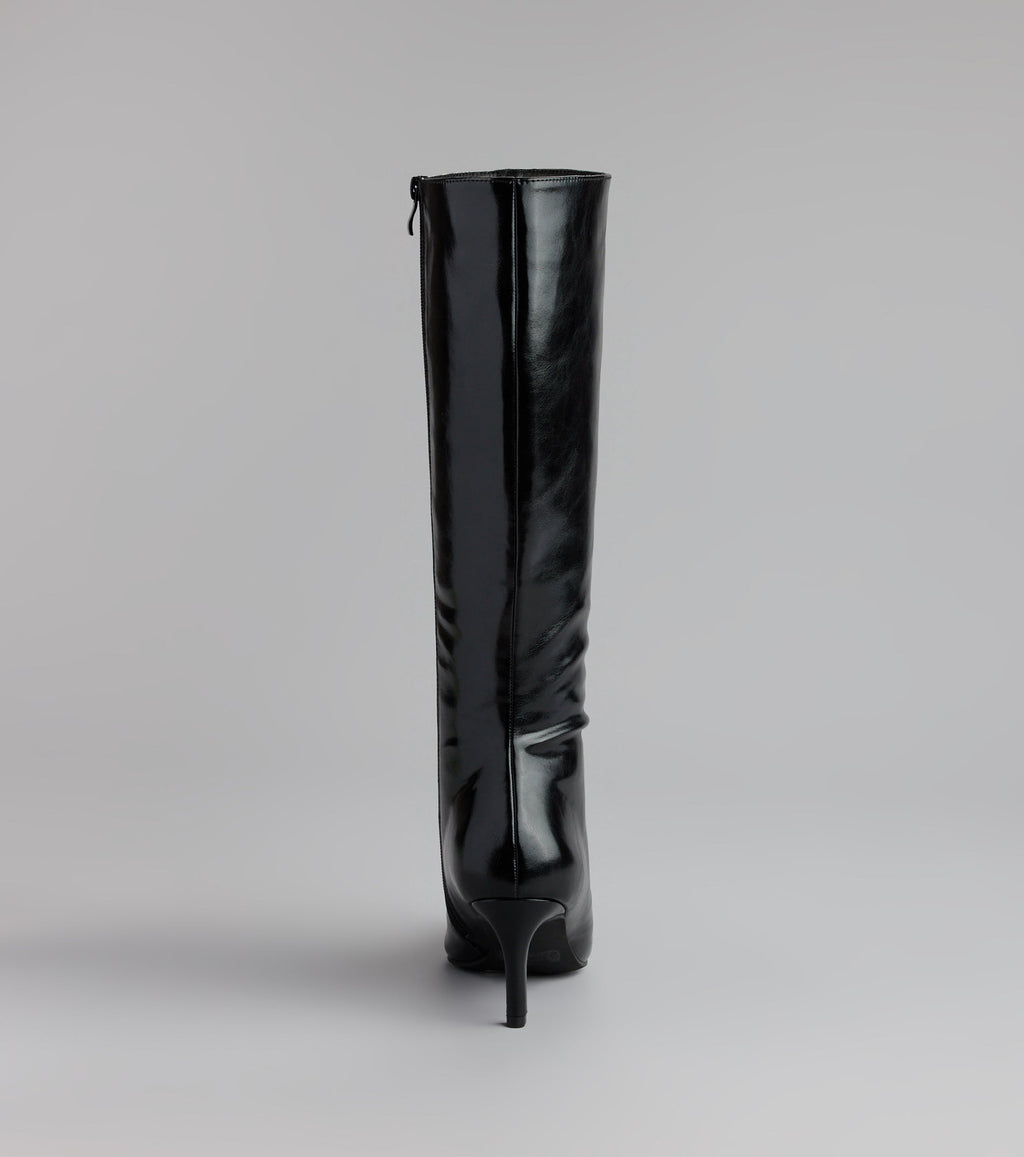 Sleek Stance Faux Leather Stiletto Boots